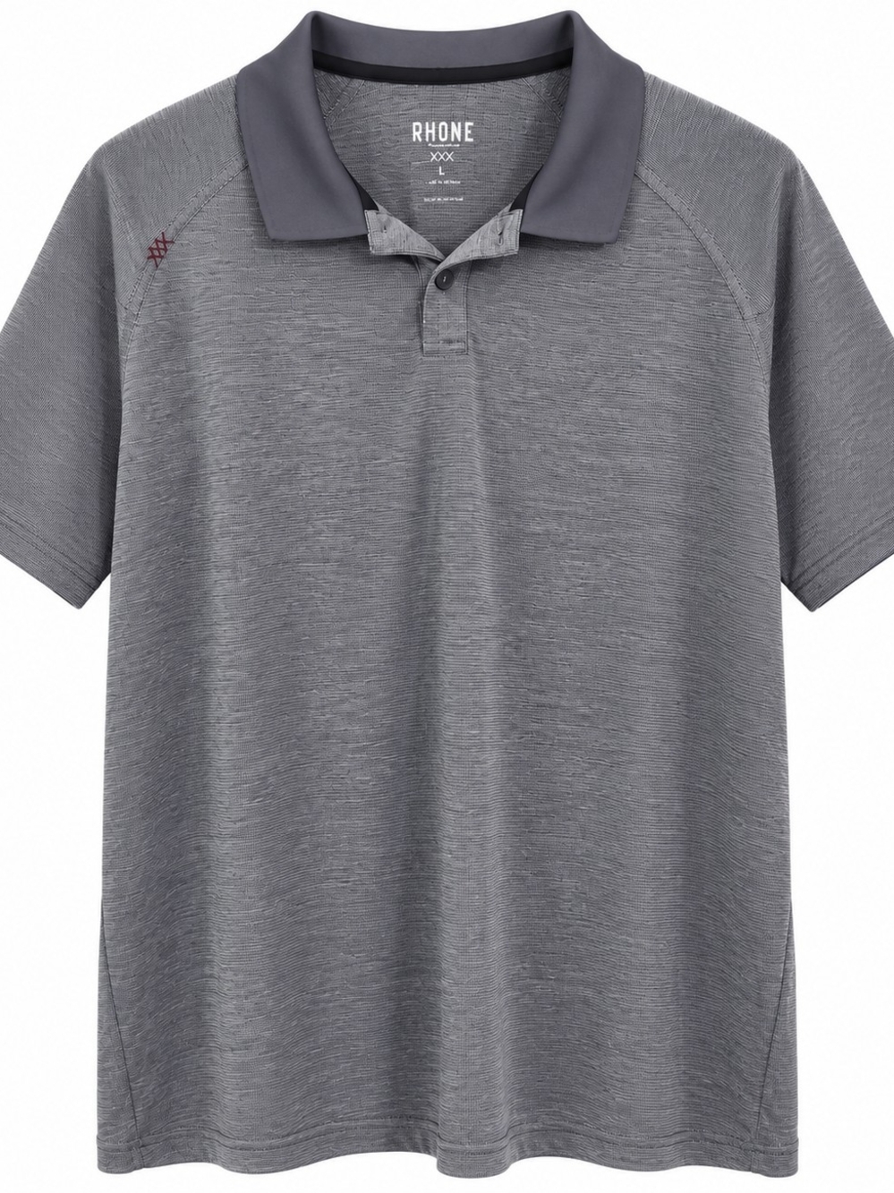 RHONE Men's Heather Gray Performance Polo with Contrast Collar